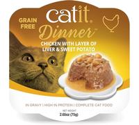 Catit Dinner Pollo con Sabor a Higado y Boniato, 80 g (Paquete de 5)