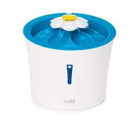 Catit Flower Fountain - Fuente de agua con LED para gatos (3 L), color blanco y azul