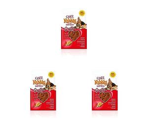 Catit Nibbly Grills Snack seco Saludable para Gatos, Tiras de Pollo masticables, Pollo y Langosta, 30g (Paquete de 3)