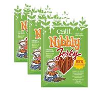 Catit Nibbly Jerky Snack seco Saludable para Gatos, Tiras de Pollo masticables, Pollo y Pescado, 30 g (Paquete de 3)