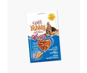 Catit Nibbly Wraps Snack seco saludables para gatos, pescaditos envueltos en pechuga de pollo de verdad, Pollo y Pescado, 30 gr