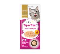 Catit Top 'n' Treat Snack Húmedo y Topper Gatos 3 x 60 g Pollo y Gambas | Ingredientes naturales y de calidad