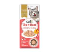 Catit Top 'n' Treat Snack Húmedo y Topper Gatos 3 x 60 g Pollo y Salmón | Ingredientes naturales y de calidad