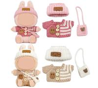CATMEYE Set da 2 Outfit per Bambole di Peluche da 17 cm, Abiti in Maglia Carini con Accessori, Facili da Indossare e Togliere, Lavabili a Mano, Bambola Non Inclusa (Blanco y Rosa)