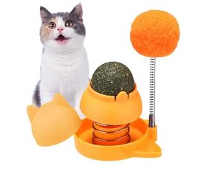 . Catnip Ball - Catnip Lick Ball, Cat Treat Balls | Bolas De Catnipe Comestibles Giratorias Con Soporte De Muelle Para Gatos, Juguetes De Masticar Catniip Para Limpieza De Dientes, Juguetes Lamiendo