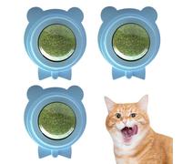 Catnip Balls for Cats- 3 Pieces Silvervine Chew Toy, Wall Mounted Rotating Mint Ball | Interactive Teething Treat Indoor Outdoor Play, Boredom Relief, Teeth Grinding, Little Bear Licking