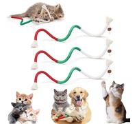 Catnip-Infused Organic Cotton Chew Rope Toys for Cats, Kitten Chew Toys Teething, Cat Ropes with Catnip, Interactive Cat Nip Kitty for All Breeds 27 Inches (Green-3pcs)