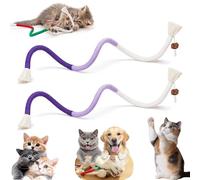 Catnip-Infused Organic Cotton Chew Rope Toys for Cats, Kitten Chew Toys Teething, Cat Ropes with Catnip, Interactive Cat Nip Kitty for All Breeds 27 Inches (Purple-2pcs)