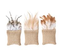 Catnip Juguetes para gatos de casa, 3 piezas de lino natural con cascabeles, | Divertido gato teaser para gatitos para el empleo, dentición, movimiento, gatitos, pequeño, mediano, grande