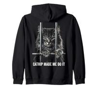 Catnip Made Me Do It Cat Prison Bars Jail Domestic Longhair Sudadera con Capucha