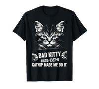 Catnip Made Me Do It Funny Cat Mugshot Camiseta
