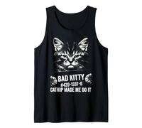 Catnip Made Me Do It Funny Cat Mugshot Camiseta sin Mangas