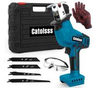 Catolsss Sierra de sable con batería compatible con Makita 18 V, 0 - 3500 golpes/min, variable continua con 4 hojas de sierra para metal/madera/PVC (sin batería)