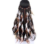 CATOR 1 pcs Indio Diadema Hippie Tocados Diadema Pluma Pavo Tocado de Indio Pelo Hippie Bohemia Banda Para Mujer diadema plumas carnaval