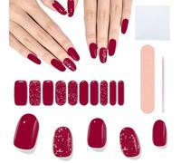 CATOR 10 Pcs Pegatinas de Gel, Burgundy color Pegatinas Uñas Gel Gel Semicurado de Pegatinas, Adhesivos para Uñas de Gel, Envolturas de Esmalte de Gel para Uñas