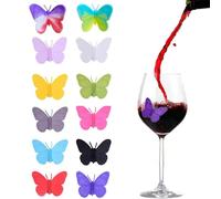 CATOR 12 Pcs Marcadores De Cristal De Vino,Marcadores de Copas,Marcadores De Cristal De Silicona Coloridos Mariposa,Reutilizable, para Varias Tazas,Suministros de Decoración