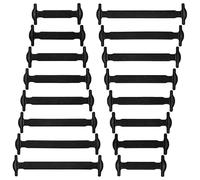 CATOR 16 Pcs Cordones elásticos de silicona sin atar para niños y adultos, impermeables, elásticos, planos, sin atar, para zapatillas de deporte, Converse, Fuerza Aérea y Botas, Negro