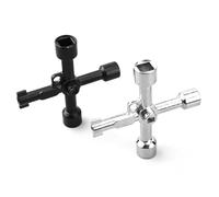 CATOR 2 pcs Llave Universal Multifuncional de 4 Puntas - Llave Multiusos Contador Agua, Llave Armario Eléctrico, Llave Contador Gas, Llave para Válvulas, Llave Ascensor - Negro & Blanco
