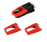 CATOR 2 Piezas Aguja para Tocadiscos con Cartuchos, Recambio de Aguja Universal Aguja de Repuesto Rojo Tocadiscos Puntero Reemplazo para Tocadiscos de Vinilo de LP de 33 45 y 78 RPM