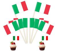 CATOR 200 Pcs Palillos Bandera de Italia, Palillo de Cóctel Banderas Mini Bandera Cupcake Toppers Palillo para Comida de Fiesta Pastel Platos de Fruta Fiesta Pub Decoración
