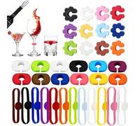 CATOR 36 PCS Marcadores de Copas de Silicona, Marcador Botellas para Bebidas, Vino Identificador de Vasos Reutilizables, marcadores de silicona para bebidas de cristal de vino para decoración