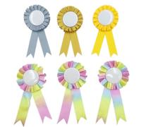 CATOR 6 Piezas Hobby Horse Rosettes, Rosetones para Ganadores, Cintas de Premio en Blanco Fun & Vibrant Colores Dorado Plateado Amarillo y Arcoiris para Accesorios de Caballo