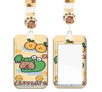 CATOR Capibara Titular de la insignia de la identificación con el cordón Breakaway para, carrete retráctil de la insignia, clips desprendibles de la insignia del nombre, correa del cordón(E)