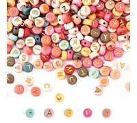 CATOR Juego de 1000 cuentas de letras acrílicas multicolores de 7 mm, redondas para pulseras, llaveros y manualidades DIY