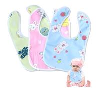 CATOR Paquetes de 6 Baberos Impermeables de para Bebés Niñas y Niños para Babear Comer con Broches