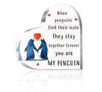 CATOR San Valentin Regalos Mujer, Regalos San Valentin Hombre, Placa Acrílica - Tú eres mi pingüino, Regalo Aniversario Pareja, Regalos San Valentin, San valentin regalos Mujer