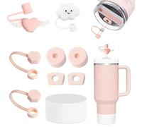 CATOR Stanley Cup - Juego de accesorios para tazas, incluye 6 tapones de silicona antifugas, 2 tapas de paja, 1 carcasa de silicona para vasos Stanley de 1,2 l y 850 ml, tazas no(rosa)