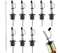 CATOR Vertidores de acero inoxidable, paquete de 8 vertidores de botellas clásicos pico cónico con tapas antipolvo de goma, escanciador de sidra, adecuados para verter licor, vinagre