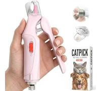 CATPICK Cortaúñas 2 en 1 para gatos y cortaúñas para perros grandes, medianos y pequeños, cortador de garras de gatos, sensor rápido y protector de seguridad, recargable por USB, con 2 luces LED