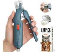 CATPICK Cortaúñas 2 en 1 para gatos y perros con molinillo y luces LED