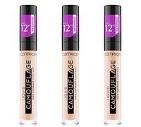 Catrice Corrector líquido de camuflaje de alta cobertura (3 x 5 ml), lápiz corrector de maquillaje líquido, maquillaje, impermeable, cobertura de 12 horas, n.º 001 Fair Ivory