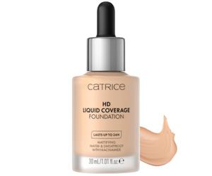 CATRICE HD Liquid Coverage Foundation 030 Sand Beige, Alta cobertura | Sin efecto máscara, Textura líquida ultraligera, Acabado mate aterciopelado, Maquillaje vegano, 30 ml