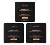 Catrice Invisible Cover Cushion Foundation, n.º 024N, Nude, Larga duración, Mate, Natural, para pieles con problemas, vegano, sin aceite, filtro UVA y UVB + SPF 30, resistente al agua, 3 unidades (3 x
