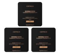 Catrice Invisible Cover Cushion Foundation, n.º 042C, Nude, Larga duración, Mate, Natural, para pieles con problemas, vegano, sin aceite, filtro UVA y UVB + SPF 30, resistente al agua, 3 unidades (3 x