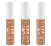 Catrice Melted Sun Liquid Bronzer, n.º 015, marrón, larga duración, definidor, altamente pigmentado, natural, mate, vegano, sin aceites, sin perfume, sin alcohol, paquete de 3 (3 x 10 ml)