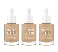 Catrice Nude Drop Tinted Serum Foundation, n° 030C, nude, larga duración, matificante, natural, para pieles sensibles, sin aceite, sin perfume, sin alcohol, pack de 3 (3x30 ml)