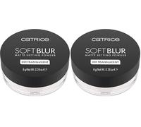 Catrice Soft Blur Matte Setting Powder 001 Translucent, polvo matificante y ligero de larga duración, para fijar el maquillaje, efecto soft-blur, 8g (Paquete de 2)