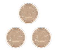 Catrice Sun Glow Matt Bronzing Powder, polvos bronceadores, resistentes al agua, n.º 035 Universal Bronze, marrón, para pieles mixtas,mate, vegano, paquete de 3 (3 x 9,5 g)