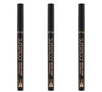 Catrice Superproof Brush Liner Waterproof, delineador de ojos, n.º 010, negro, larga duración, resistente al agua, sin partículas de microplástico, sin perfume, paquete de 3 (3 x 0,45 ml)