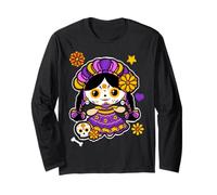 Catrina Day of The Dead Latina Sugar Skull Mexican Heritage Manga Larga