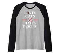Cats Against Fascism No Kings US Protest Anti Fascism Resist Camiseta Manga Raglan