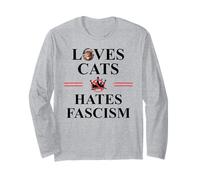 Cats Against Fascism Resist Anti Fascism No Kings Protest Manga Larga