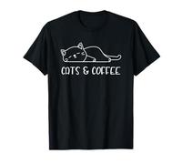 Cats And Coffee Cute Kitty Lover Funny Lazy Cat People Meme Camiseta