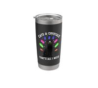 Cats and Crystals That's All I Neee Aesthetic Black Cat Vaso térmico de acero inoxidable de doble pared