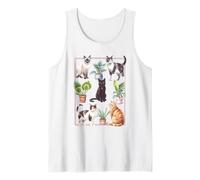 Cats and House Plants Collage in Frame Cute Pet Design Camiseta sin Mangas
