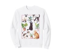 Cats and House Plants Collage in Frame Cute Pet Design Sudadera